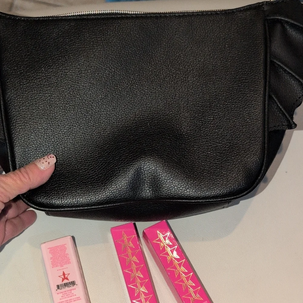 Jeffree Star Pink Cosmetic Bag  with Star Logo And 3 Lippies